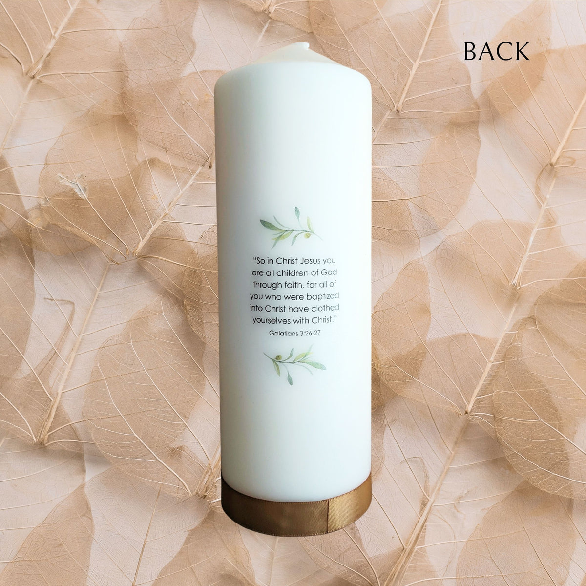 Blush & Green Floral Design - Baptism Candle