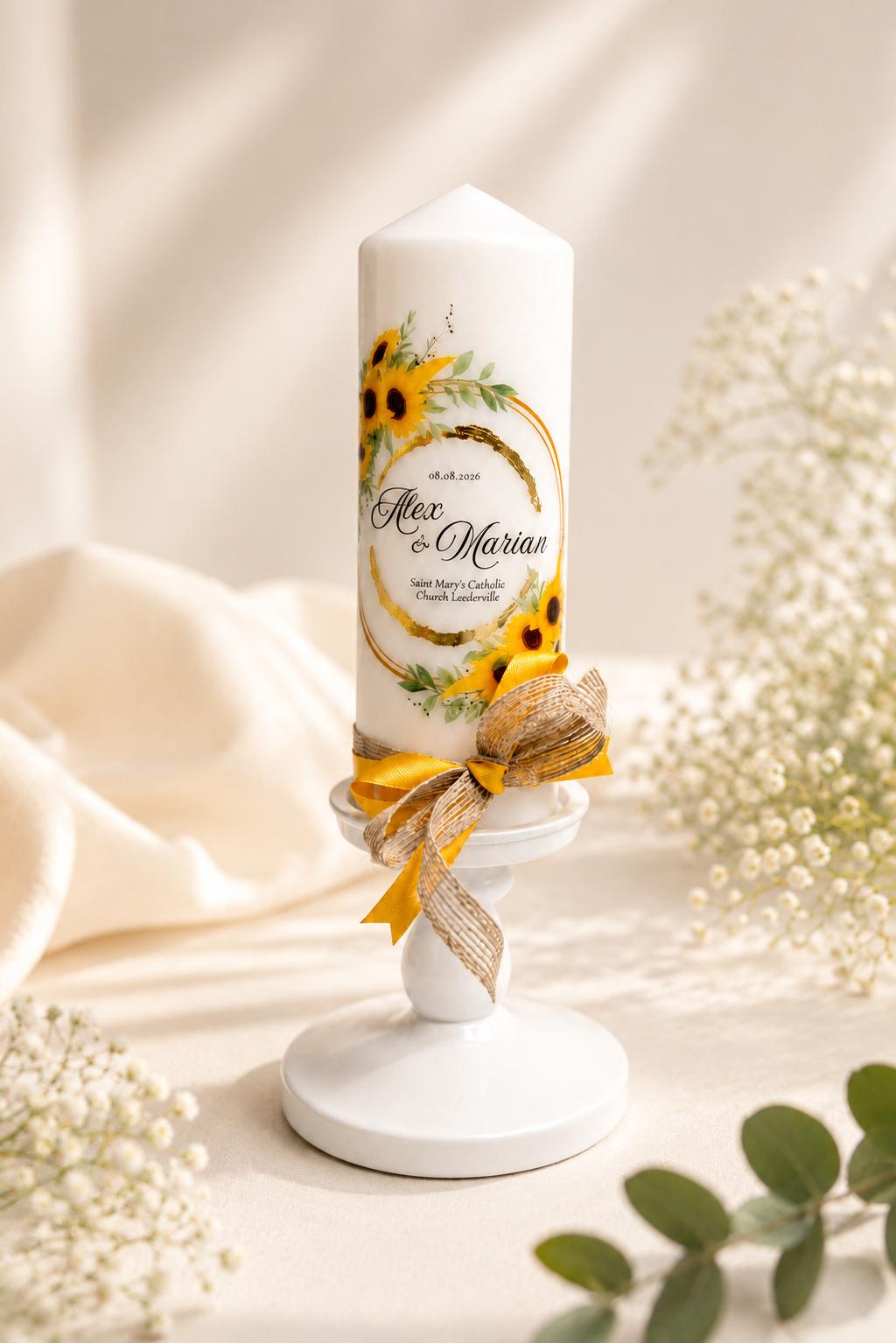 Wedding Candle Set - Sunflower Design