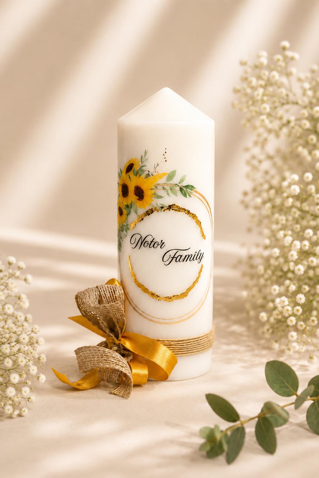 Wedding Candle Set - Sunflower Design